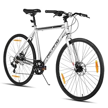 【美品】HILAND ロードバイク 700c ホワイト Lサイズ 2×7 美品】HILAND ロードバイク 700c ホワイト Lサイズ 2×7